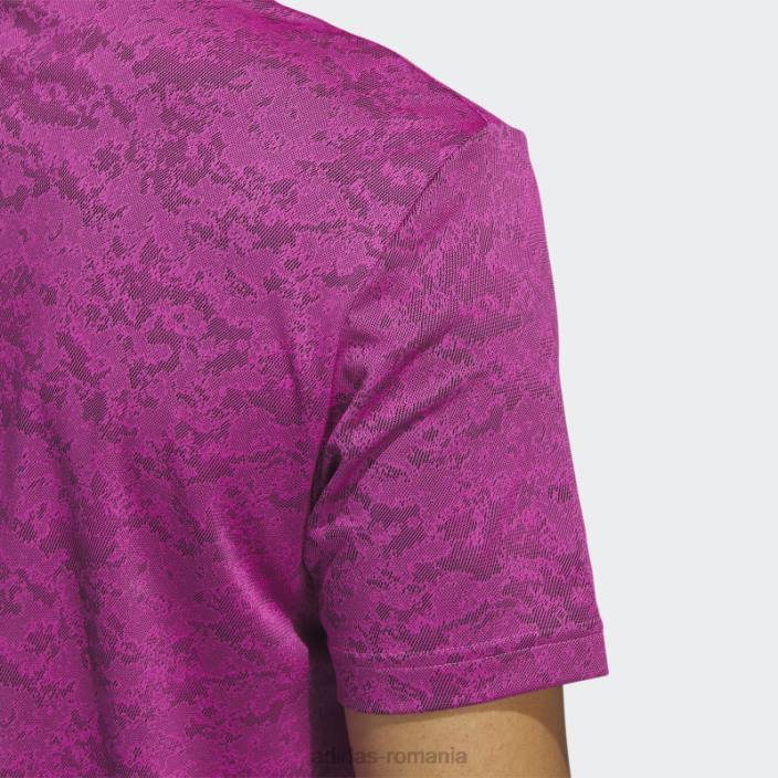 Adidas tricou polo de golf jacquard texturat fucsia bărbați fucsia/negru 2JBN6485