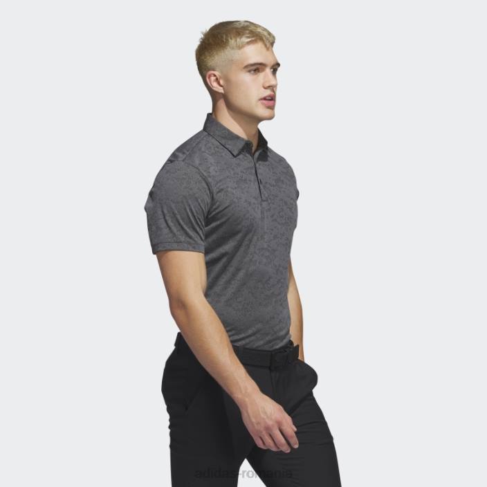 Adidas tricou polo de golf jacquard texturat gri bărbați gri/negru 2JBN6649