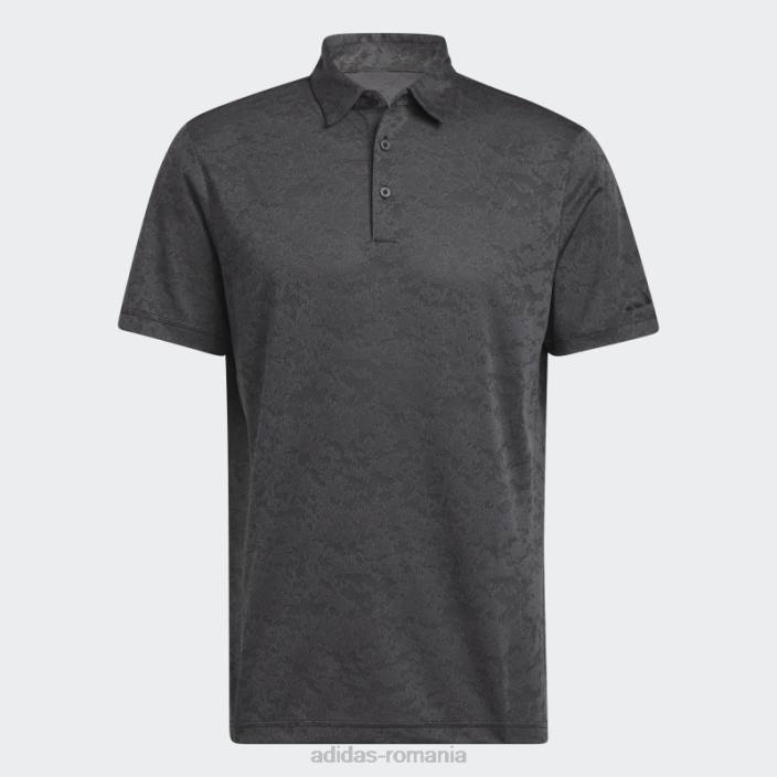 Adidas tricou polo de golf jacquard texturat gri bărbați gri/negru 2JBN6649