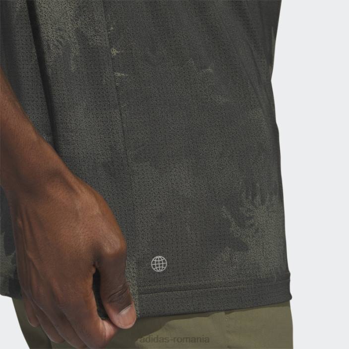 Adidas tricou polo golf din plasă cu flori măsline bărbați măsliniu/negru 2JBN6578