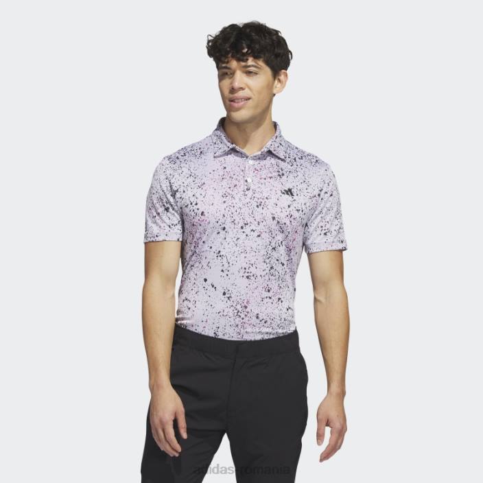 Adidas tricou polo golf jacquard alb bărbați alb/negru/fucsia 2JBN5852