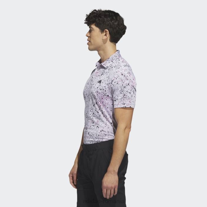 Adidas tricou polo golf jacquard alb bărbați alb/negru/fucsia 2JBN5852