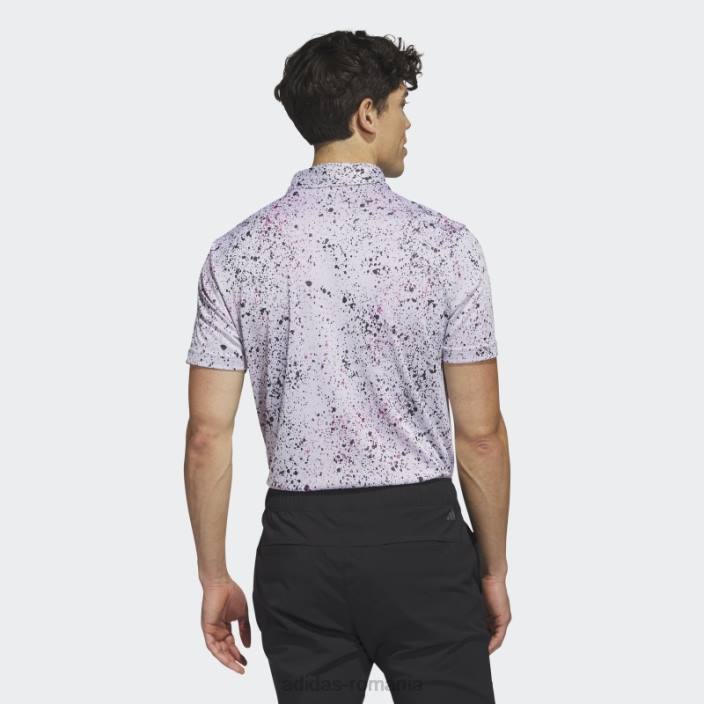 Adidas tricou polo golf jacquard alb bărbați alb/negru/fucsia 2JBN5852