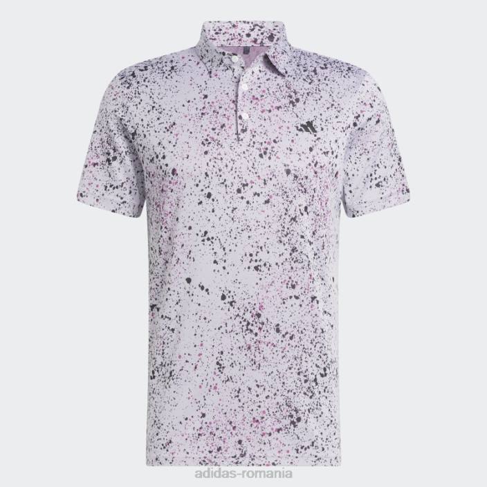 Adidas tricou polo golf jacquard alb bărbați alb/negru/fucsia 2JBN5852
