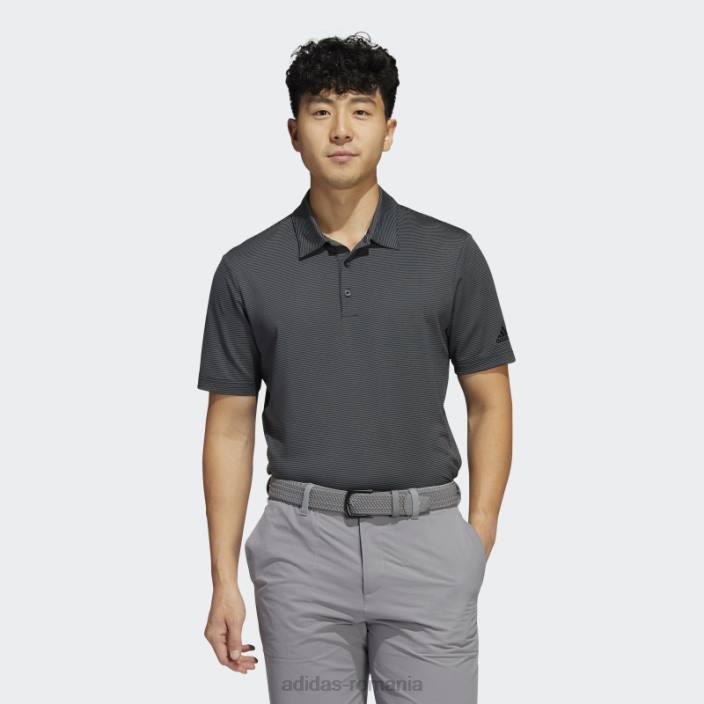 Adidas tricou polo negru cu dungi ottomane bărbați gri inchis 2JBN6082