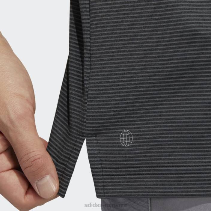Adidas tricou polo negru cu dungi ottomane bărbați gri inchis 2JBN6082