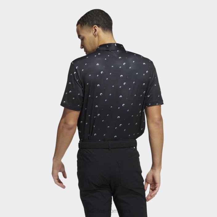 Adidas tricou polo negru ultimate365 cu imprimeu integral bărbați negru/alb/gri 2JBN6226