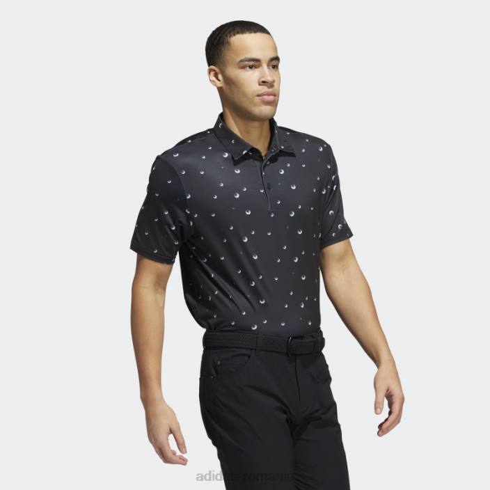 Adidas tricou polo negru ultimate365 cu imprimeu integral bărbați negru/alb/gri 2JBN6226
