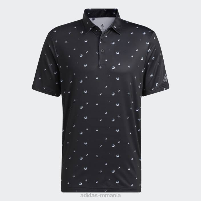 Adidas tricou polo negru ultimate365 cu imprimeu integral bărbați negru/alb/gri 2JBN6226