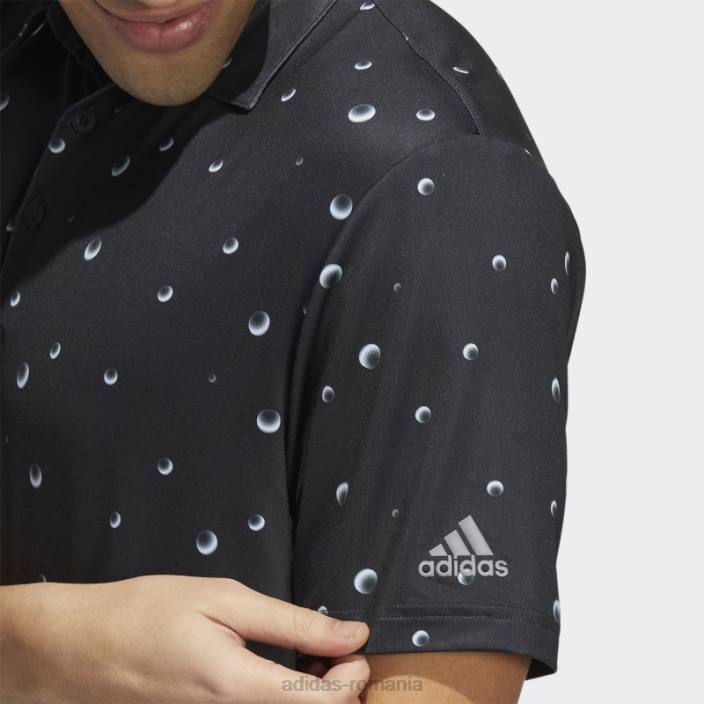 Adidas tricou polo negru ultimate365 cu imprimeu integral bărbați negru/alb/gri 2JBN6226