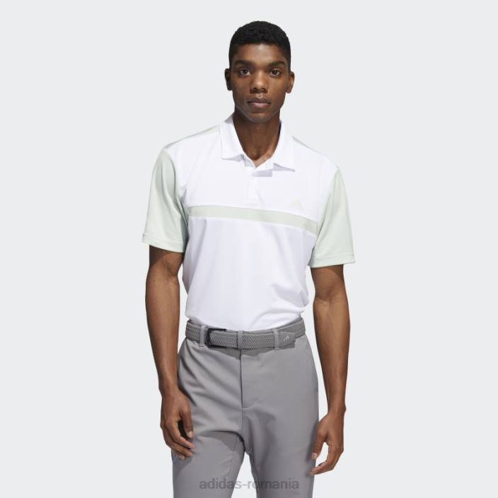 Adidas tricou polo verde colorblock bărbați verde/alb 2JBN14578