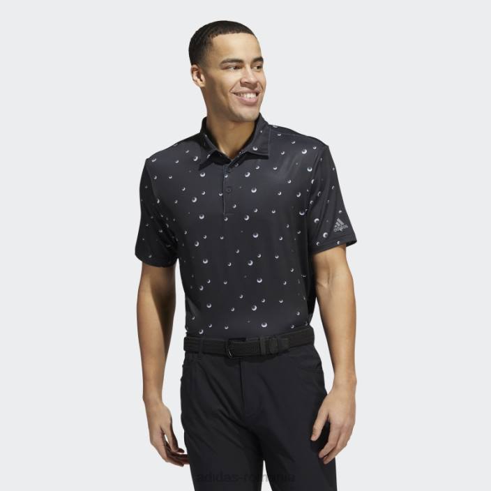 Adidas ultimate365 tricou polo cu imprimeu negru adidas bărbați negru/alb/gri 2JBN1518