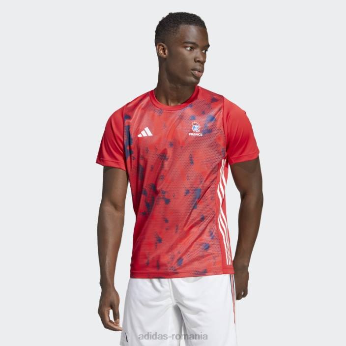 Adidas tricou roșu de handbal Franța bărbați rosu alb 2JBN14104