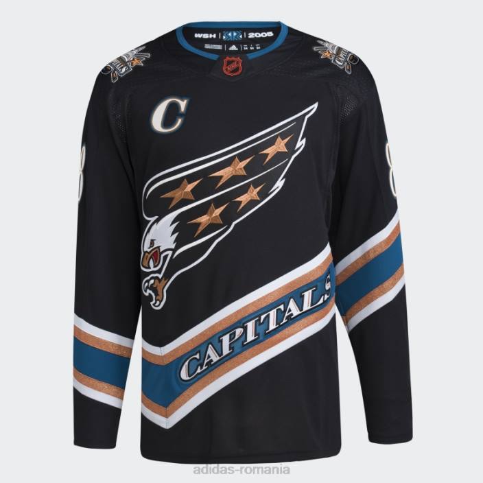 Adidas majuscule negre ovechkin tricou autentic reversat cu semnătură retro bărbați negru 2JBN6815