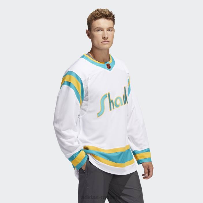 Adidas rechini albi tricou autentic revers cu semnificație retro bărbați alb 2JBN6593