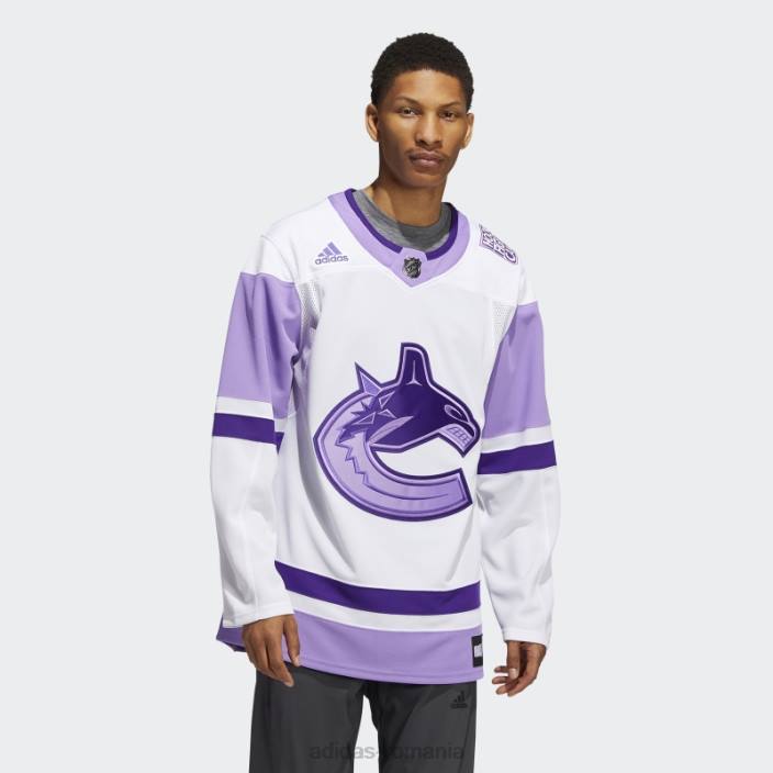 Adidas tricou de hochei alb canucks luptă împotriva cancerului bărbați alb 2JBN6659