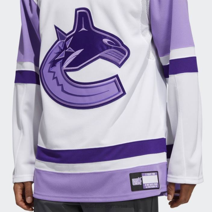 Adidas tricou de hochei alb canucks luptă împotriva cancerului bărbați alb 2JBN6659