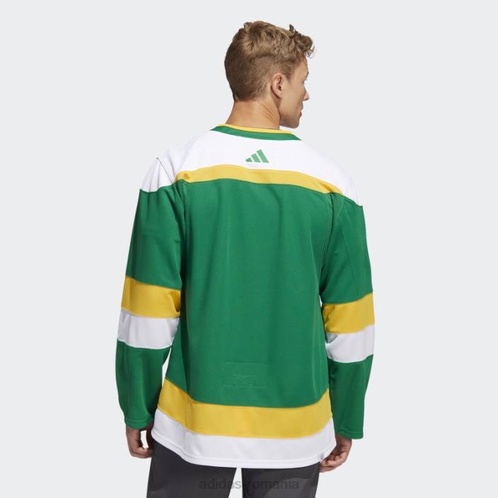 Adidas verde mediu sălbatic autentic revers retro logomark tricou adidas bărbați verde mediu 2JBN6753
