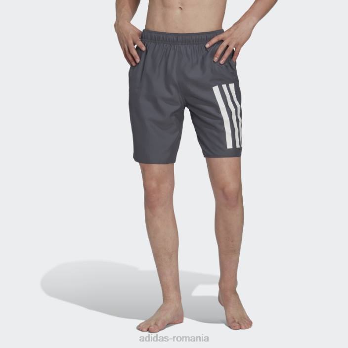 Adidas pantaloni scurți de baie clasici cu 3 dungi gri bărbați gri/alb 2JBN13460