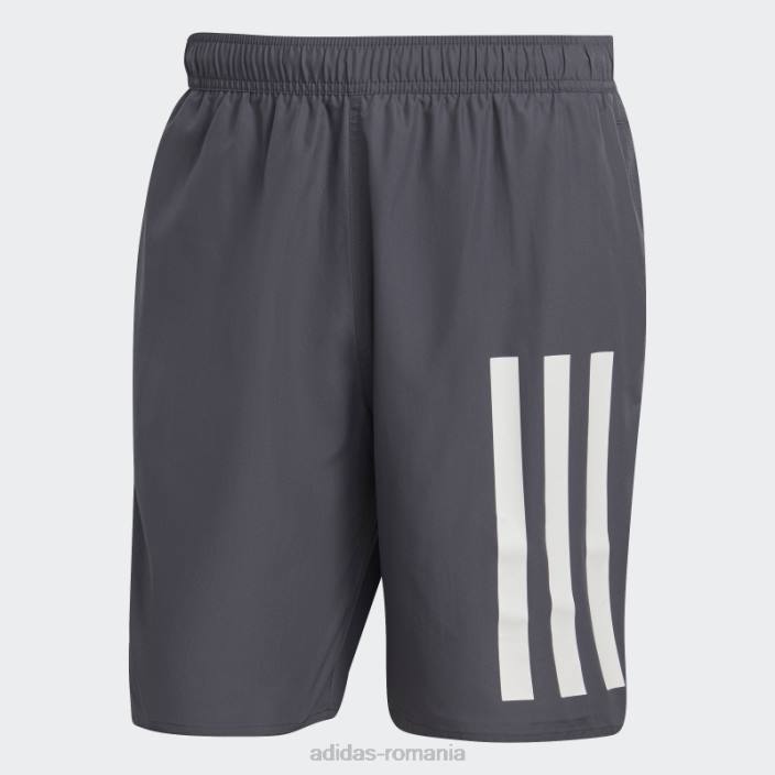 Adidas pantaloni scurți de baie clasici cu 3 dungi gri bărbați gri/alb 2JBN13460