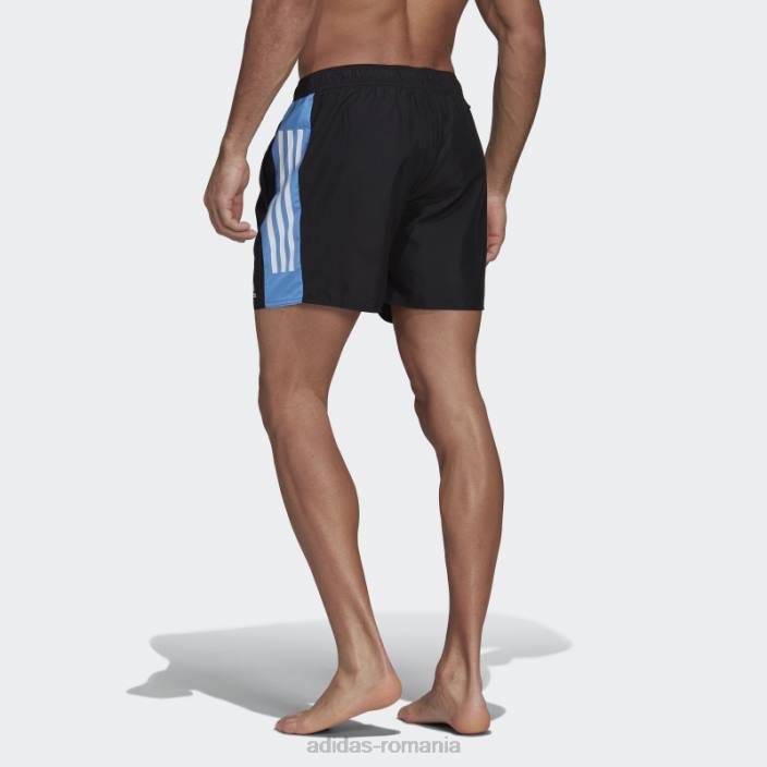 Adidas pantaloni scurți de baie colorblock cu 3 dungi de lungime scurtă, negru bărbați negru/albastru real 2JBN15241