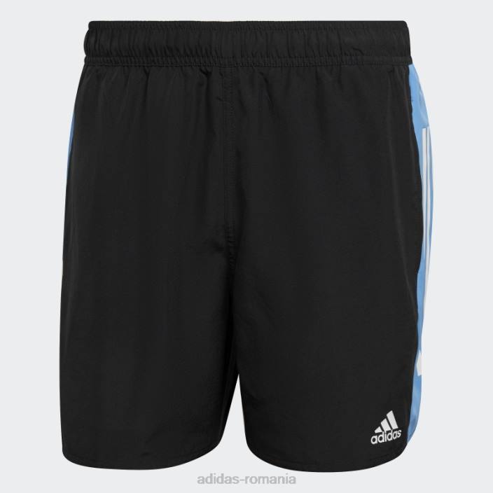 Adidas pantaloni scurți de baie colorblock cu 3 dungi de lungime scurtă, negru bărbați negru/albastru real 2JBN15241