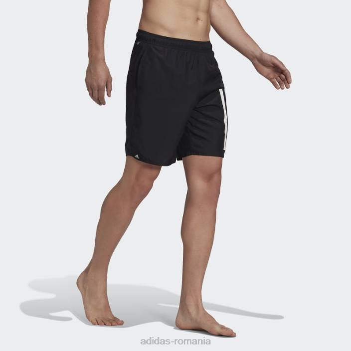 Adidas pantaloni scurți de baie negru cu lungime clasică cu 3 dungi adidas bărbați alb negru 2JBN13485