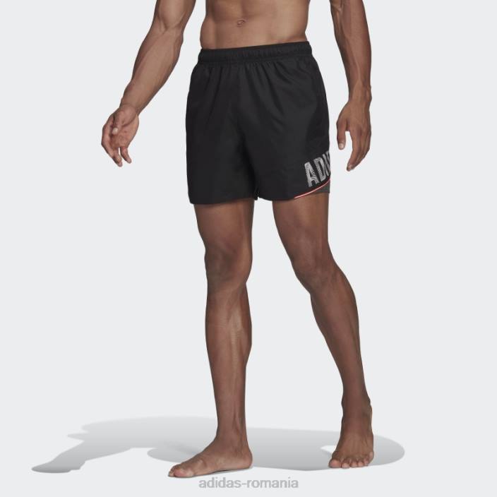 Adidas texting pantaloni scurți de baie negru adidas bărbați negru 2JBN14622