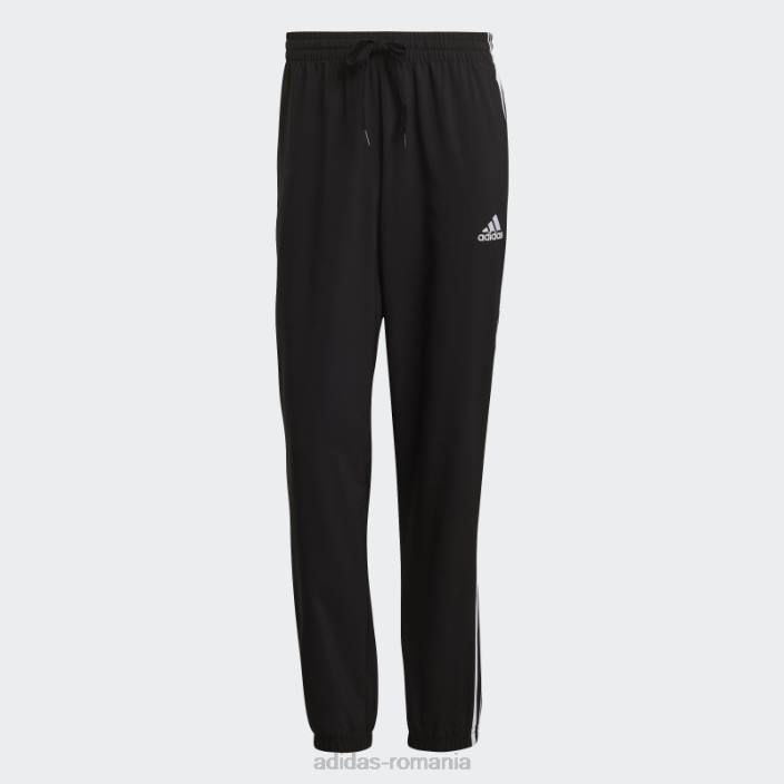Adidas aeroready essentials manșetă elastică pantaloni cu 3 dungi negri bărbați alb negru 2JBN1304