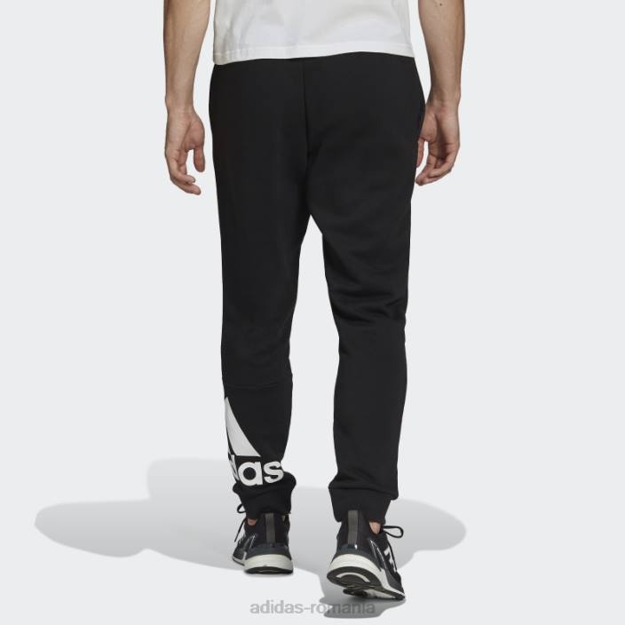 Adidas pantaloni cu logo-ul cu manșetă conică essentials fleece negri bărbați alb negru 2JBN1628