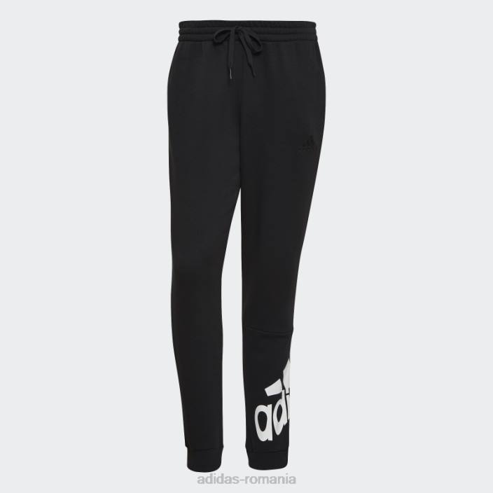 Adidas pantaloni cu logo-ul cu manșetă conică essentials fleece negri bărbați alb negru 2JBN1628