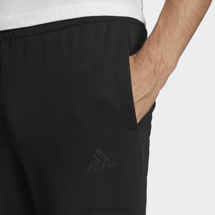 Adidas pantaloni cu logo-ul cu manșetă conică essentials fleece negri bărbați alb negru 2JBN1628