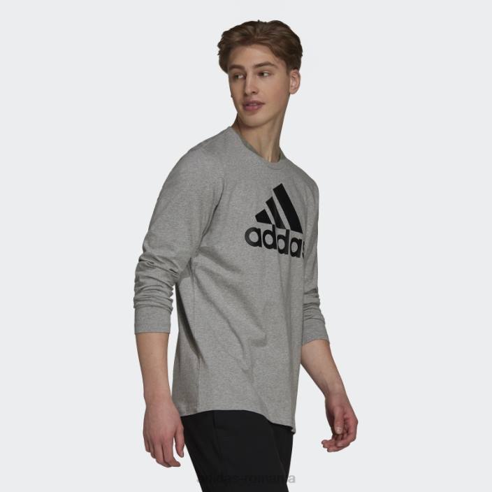 Adidas tricou adidas cu mânecă lungă, gri mediu, essentials bărbați gri mediu/negru 2JBN1689