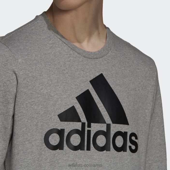 Adidas tricou adidas cu mânecă lungă, gri mediu, essentials bărbați gri mediu/negru 2JBN1689