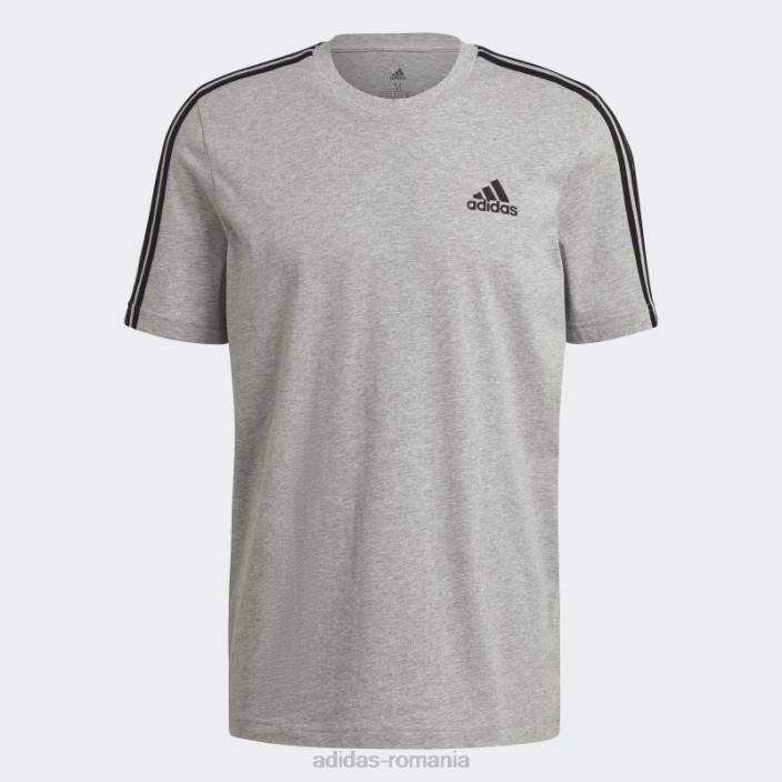 Adidas tricou cu 3 dungi gri mediu essentials bărbați gri mediu 2JBN1331