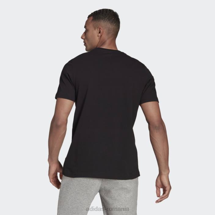 Adidas tricou grafic cutie cu logo din folie neagră bărbați negru/auriu metalic 2JBN1690