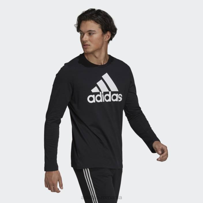 Adidas tricou negru cu mânecă lungă essentials adidas bărbați alb negru 2JBN1497
