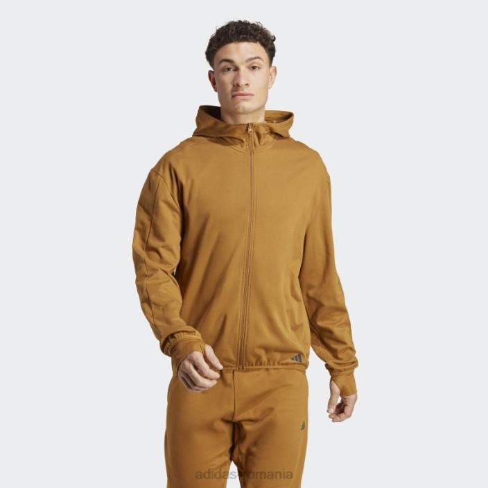Adidas Antrenament de bază yoga aeroready hanoraș cu fermoar complet bronz bărbați bronz/negru 2JBN5275
