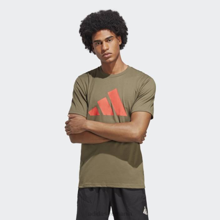 Adidas Olive Train essentials feelready logo tricou adidas bărbați măsliniu/roșu 2JBN5841
