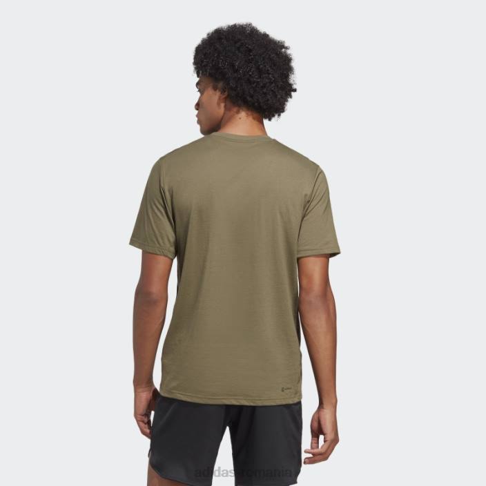 Adidas Olive Train essentials feelready logo tricou adidas bărbați măsliniu/roșu 2JBN5841