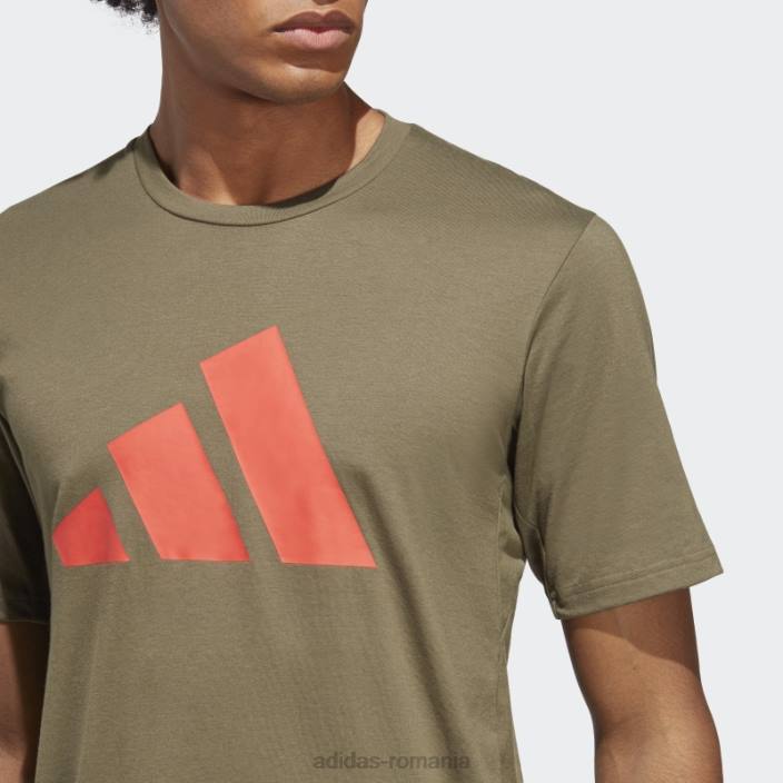 Adidas Olive Train essentials feelready logo tricou adidas bărbați măsliniu/roșu 2JBN5841