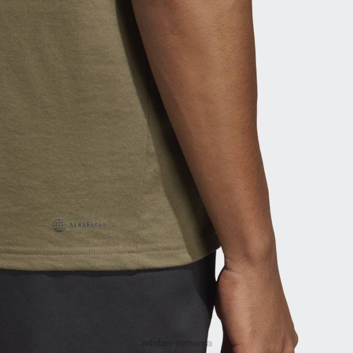Adidas Olive Train essentials feelready logo tricou adidas bărbați măsliniu/roșu 2JBN5841