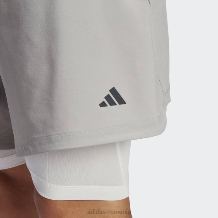 Adidas Pantaloni scurți 2-în-1 pentru antrenament yoga mgh, gri solid bărbați mgh solid gri/alb 2JBN14494