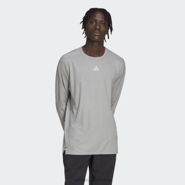 Adidas Tricou cu mânecă lungă cu imprimeu pu pentru antrenament gri solid bărbați mgh gri solid 2JBN5212