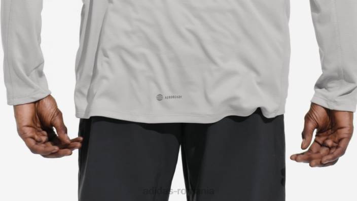 Adidas Tricou cu mânecă lungă cu imprimeu pu pentru antrenament gri solid bărbați mgh gri solid 2JBN5212