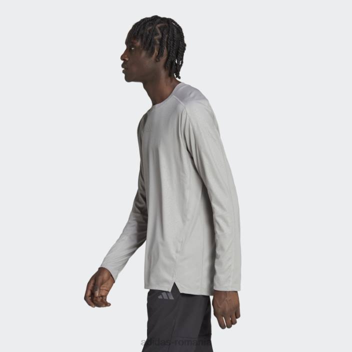 Adidas Tricou cu mânecă lungă cu imprimeu pu pentru antrenament gri solid bărbați mgh gri solid 2JBN5212