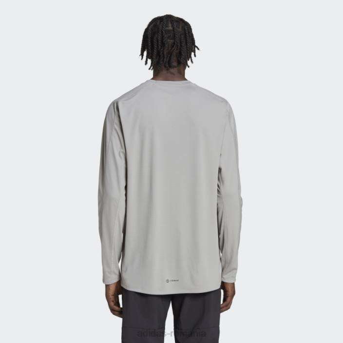 Adidas Tricou cu mânecă lungă cu imprimeu pu pentru antrenament gri solid bărbați mgh gri solid 2JBN5212