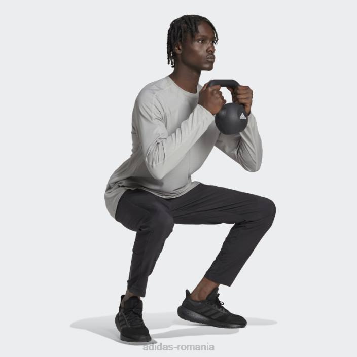 Adidas Tricou cu mânecă lungă cu imprimeu pu pentru antrenament gri solid bărbați mgh gri solid 2JBN5212