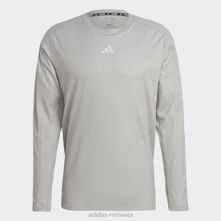 Adidas Tricou cu mânecă lungă cu imprimeu pu pentru antrenament gri solid bărbați mgh gri solid 2JBN5212