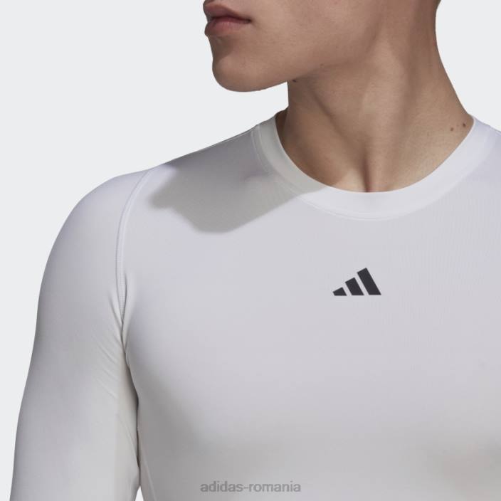 Adidas Tricou cu mânecă lungă de antrenament techfit alb bărbați alb 2JBN6374